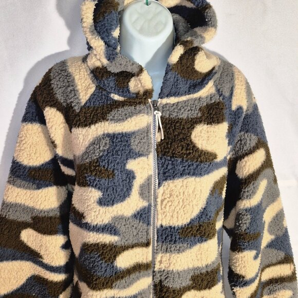 SO Sharpa hooded Jacket, zippered front, tri color, pockets, size XXL - Picture 10 of 16